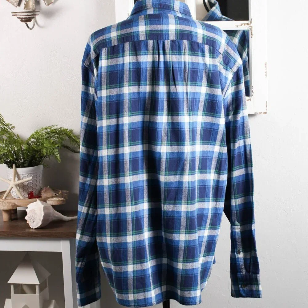 J. Crew Men's Midweight Flannel Shirt in Antique Navy Plaid - NWT - XXL